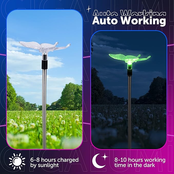 Butterfly Solar Lawn Figurine Light, Waterproof