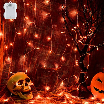 Halloween String Lights Battery Operated With Timer - 9.8ft 30LED Orange Waterproof Lights for Outside Decorations, Party, Yard, Pathway, Indoor and Outdoor