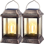 2-Pack Backyard Solar Backyard Lanterns, Rustic Waterproof LED