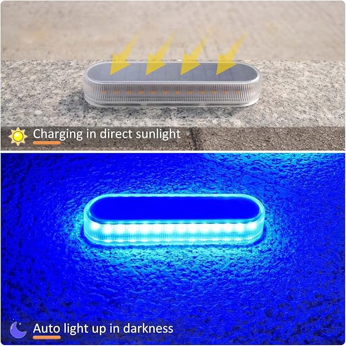4-Pack Solar Wall Lights, Blue LED
