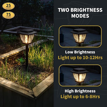 Solar Pathway Lights, Super Bright Solar Lights Outdoor Waterproof, 4 Pack Glass Solar Garden LED Lights, Landscape Lighting Decorative for Path, Yard, Patio, Walkway, Driveway,Slate Black