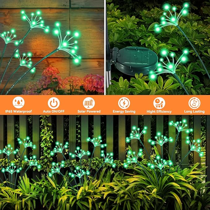 Green Solar Pathway Lights 2-Pack, Walkway LED