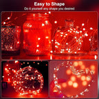 2-Pack Red Porch String Lights, 66ft Weatherproof LED