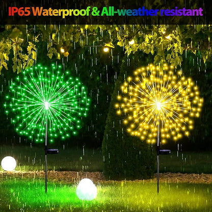 6 Pcs Easter Day Solar Firework Stake Lights 180 LED 8 Modes Solar Waterproof LED Sparkler Lights Outdoor Decoration for Christmas in July, Garden Patio Yard Pathway Walkway Lawn (Multicolor)