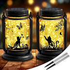 Cat Solar Lantern Set 2-Pack, Classic Patio Lighting