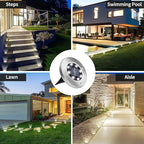 12-Pack Cold White Flat Solar Garden Lights, Waterproof LED