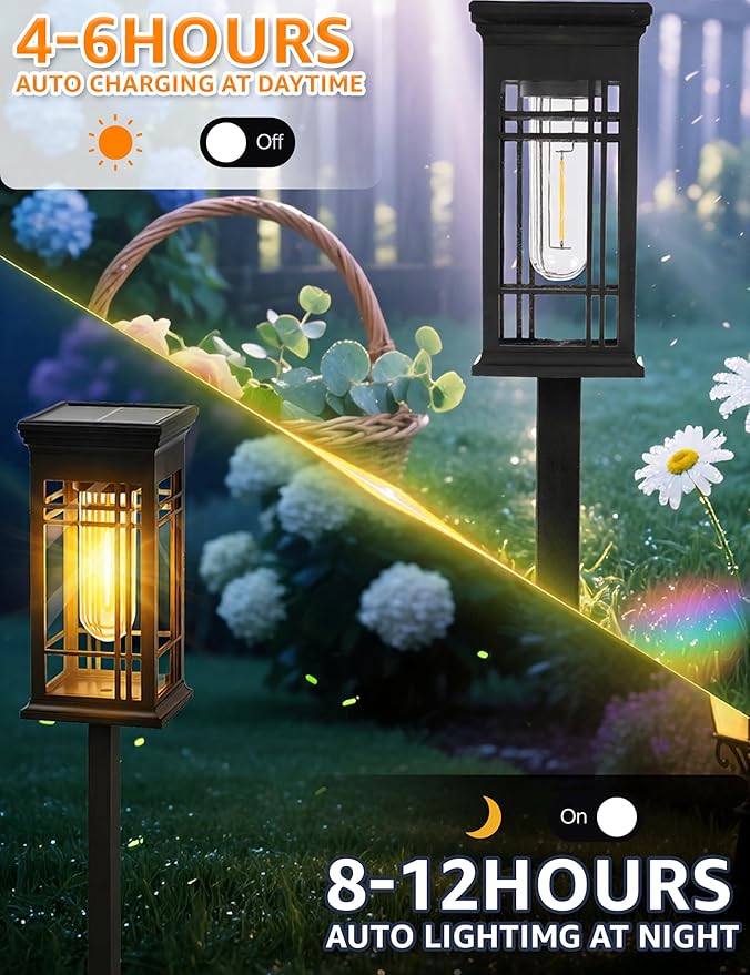 4 Pack Solar Lights Outdoor Waterproof - Solar Powered Outdoor Lights for Patio Yard Pathway Walkway Lawn Garden Decor Landscape Lighting Solar Lights Outdoor
