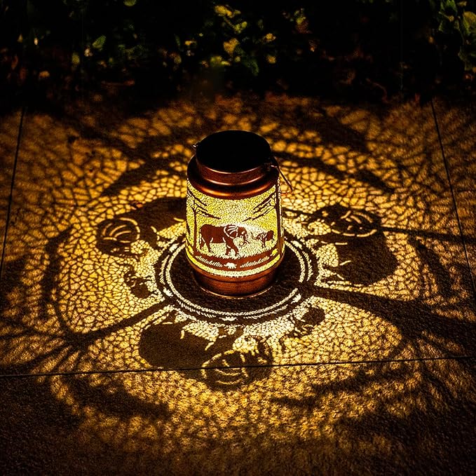 Solar Elephant Lanterns, Outdoor Hanging LED Decor