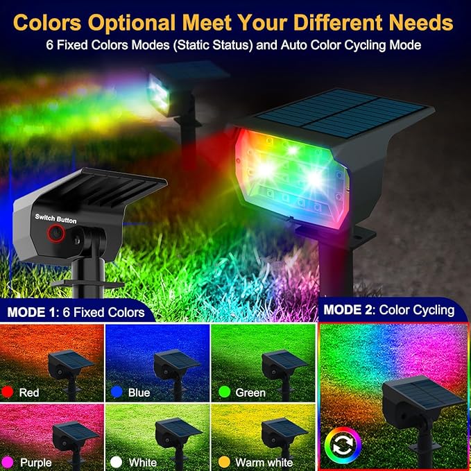 2-Pack Solar Spotlights, Wall Lights