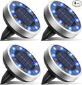 4-Pack Solar Ground Disk Lights, Blue Waterproof LED