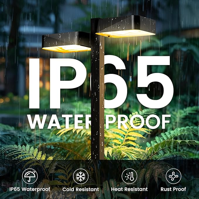 Solar Pathway Lights Outdoor Waterproof，4 Pack with 8 Head Modern Solar Lights, 2 Modes(Warm/Cold White) for Walkway,Yard,Patio,Driveway,Outside,Decor