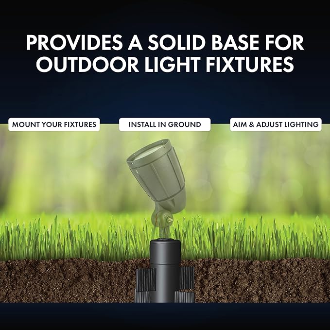 Newhouse Lighting MPOST17 2.5-Inch Outdoor Mounting Post with Cap and Stabilizing Wings for Landscape Flood Lights, Black, 17.63