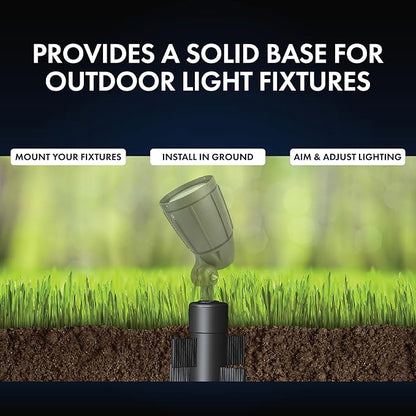 Newhouse Lighting MPOST17 2.5-Inch Outdoor Mounting Post with Cap and Stabilizing Wings for Landscape Flood Lights, Black, 17.63