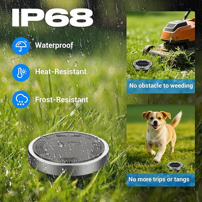 Peasur Mini Solar Ground Lights Outdoor, 8 Pack Flat Solar Powered Disc Lights, IP68 Waterproof, Anti-Rust, Landscape Lighting for Pathway Garden Yard Lawn Walkway Landscape Driveway, Red