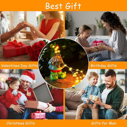 Solar Watering Can Gnome Light Waterproof -Funny Gnome for Mom Women Solar Outdoor LED Lights Resin Large Garden Gnomes Statues Decor Lantern Figurines Decorations Indoor Porch