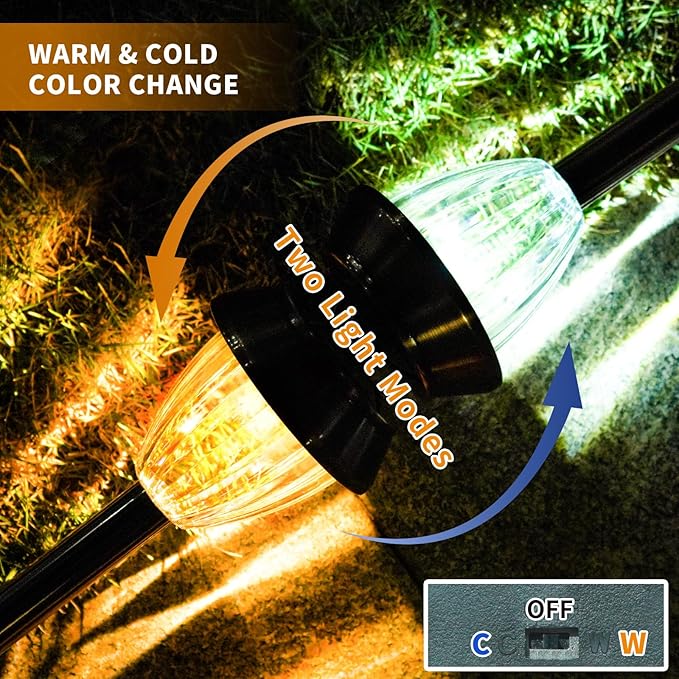 Cool White Solar Pathway Lights 6-Pack, Garden LED