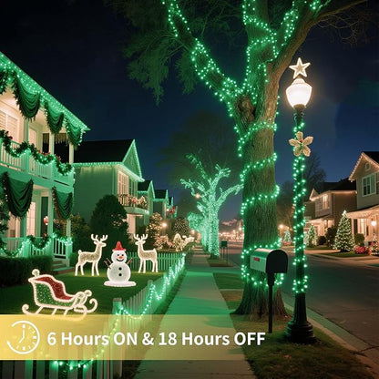 Tcamp 33ft 100LED Green Christmas Lights Battery Operated with Remote Memory Timer, 8 Modes Battery String Lights for Christmas Tree Wreath Bedroom Outdoor Indoor Decor