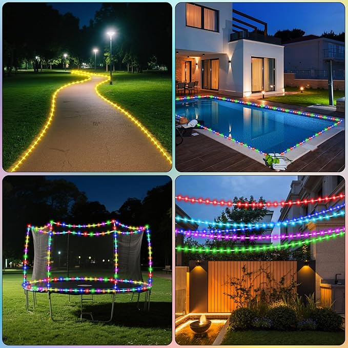 Portable Camping Lights 33ft, Rechargeable 8-Mode