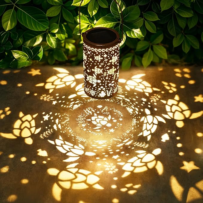 Fabuday Sea Turtle Outdoor Solar Lantern Waterproof - Hanging Solar Power Lights Led for Outside, Garden Decor for Patio, Porch, Balcony, Yard and Deck, Gardening Decorations Gifts for Women Mom