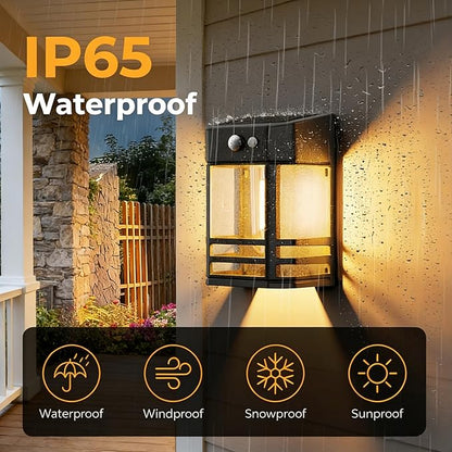 btfarm Solar Fence Lights Outdoor, 4 Pack Motion Sensor Dusk to Dawn Fence Lights Solar Powered, 3 Modes IP65 Waterproof Solar Deck Post Lights for Fence Garden Step Patio Stair Backyard