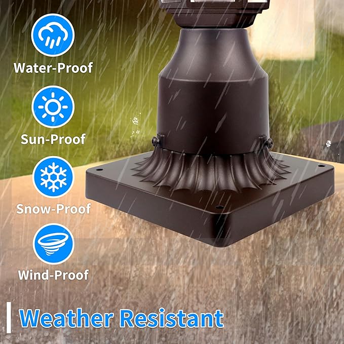 Pier Mount Adapter 2 Pack, Cast Aluminum Outdoor Post Light Base for 3" Post Light Fixtures, Parts Kits Included, 5.6" W*5.6" L*2.9" H in Bronze Finish