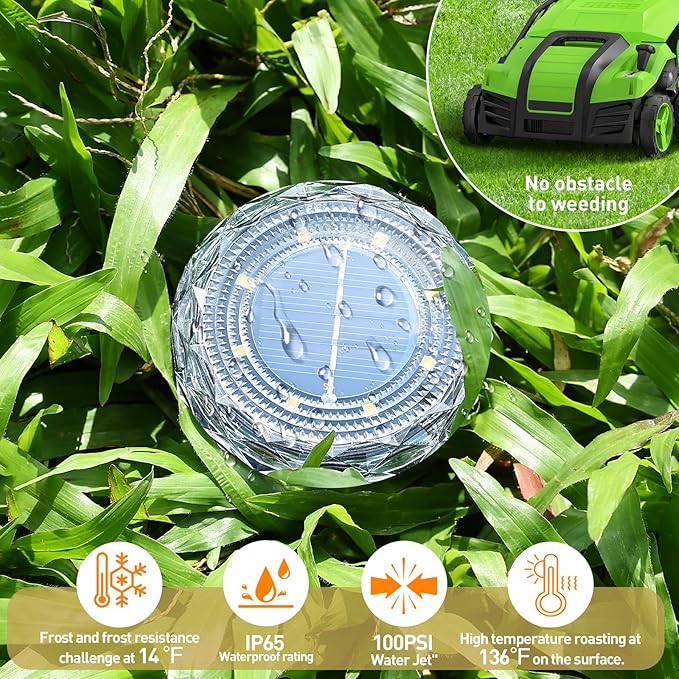 Solar Ground Lights,Solar Disc Light Outdoor Waterproof,Landscape Lighting Garden Lights for Pathway, Yard, Deck, Lawn, Patio, Swimming Pool, Walkway(Warm, 8Pack)