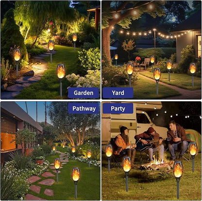 KYEKIO Solar Torch Light with Flickering Flame, 12Pack Solar Lights Outdoor, Solar Garden Lights Outdoor Waterproof, Luces Solares para Exteriores, Outside Lighting for Pathway Yard Patio Decorations