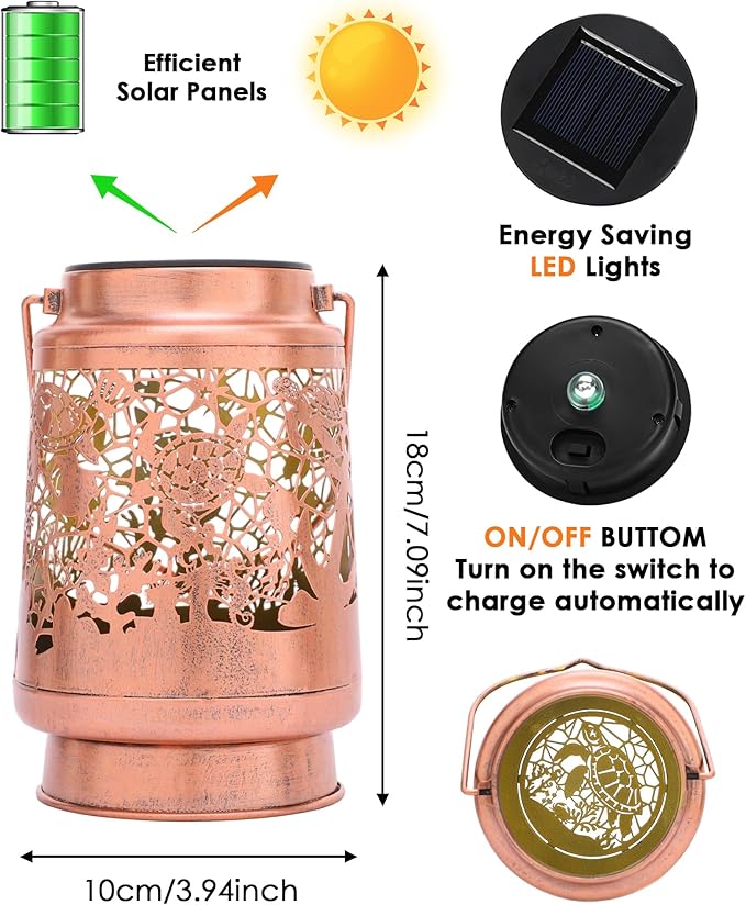 Sea Turtle Gifts for Women - Metal Solar Lights Outdoor Waterproof Hanging Lanterns Decor Outside Garden Yard Patio Lawn Tabletop Lighting Decoration Turtles Birthday Gift for Mom Grandma