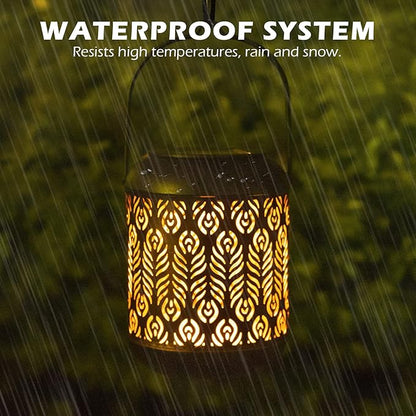LeiDrail Solar Lantern Outdoor Hanging Lanterns Garden Metal Decorative Light Warm White LED Waterproof Landscape Lighting for Table Pathway Party Yard - 2 Pack
