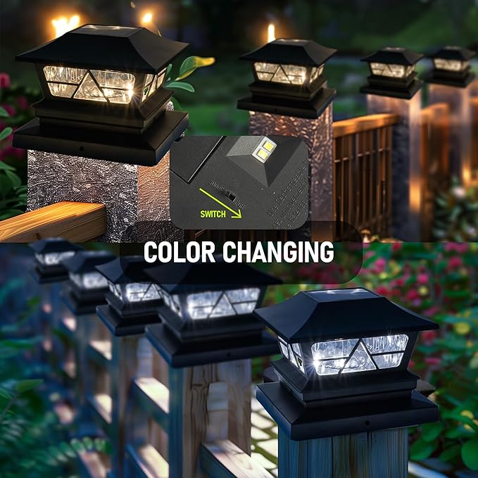 6-Pack Solar Post Cap Lights for Patio, LED