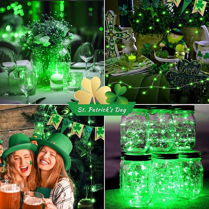 12-Pack Outdoor String Lights, 7ft Green Waterproof LED