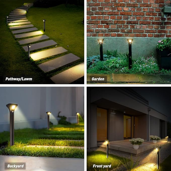 Solar Outdoor Lights with Motion Sensor – Waterproof LED Pathway Lights for Yard, Garden, Walkway, Driveway – Auto On/Off, Easy Installation (4 Pack)
