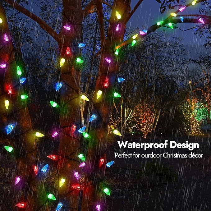 Christmas Porch String Lights, 20ft 60 LED Waterproof