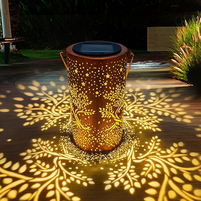 Tree of Life Solar Lanterns Outdoor Waterproof, Birthday Gifts for Women Mom Grandma, Hanging Solar Lights for Yard, Patio, Porch, Garden Decor, Christmas Gifts for Her/Him