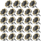 24-Pack Solar Ground Disk Lights, Warm White Waterproof LED