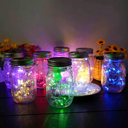 30LED Solar Mason Jar Lights, 8 Pack Jar Lid String Lights (No Jars), Waterproof Fairy Firefly Light for Garden, Patio, Outdoor, Yard, Lawn Decor(8 Colors)