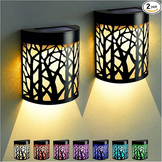 2-Pack Warm White Solar Deck Lights, Outdoor LED