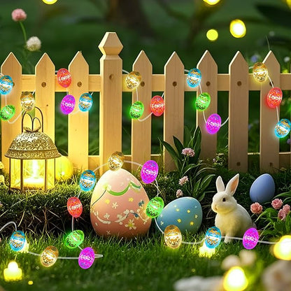 Aogist 50LED Easter Egg Fairy Lights - 16ft Super Bright 3D Egg String Light Battery Operated Decor for Indoor/Outdoor Easter Basket Spring Party Home Yard Tree Decor,2 Pack