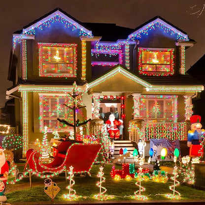 Joomer Battery Christmas Lights, 66ft 200LED Fairy Lights Battery Operated Timer 8 Modes Waterproof for Outdoor Home Garden Party Holiday Christmas Trees Decoration (Red Green)
