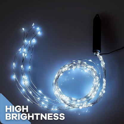 10 Strands 200 LED Firefly Bunch Lights, Waterproof, Plug in String Lights for Waterfall Vine String Lights Watering Can Lights Outdoor Garden, White
