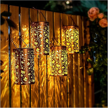 2 Pack Bee Solar Lanterns Outdoor Waterproof Hanging Solar Lights Bee Gifts for Women Men Metal Decorative LED Bee Lanterns for Garden Decor,Yard,Patio,Lawn,Tabletop,Pathway,Landscape