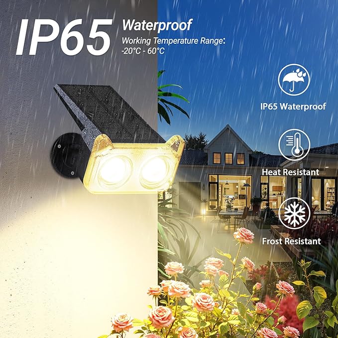 LETMY Solar Spot Lights Outdoor Waterproof with Bigger LED, Auto ON/Off 135°Adjustable Solar Lights Outdoor, 2-in-1 Wall Lights & 2 Modes Landscape Spotlights for Tree Yard Pathway Garden Decor 2Pack