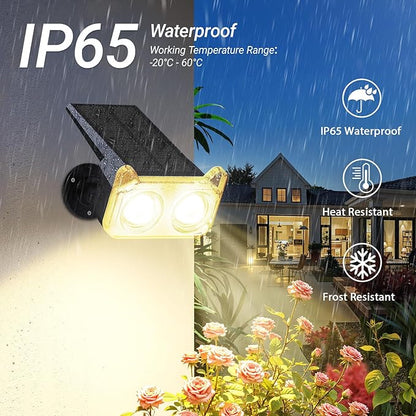 LETMY Solar Spot Lights Outdoor Waterproof with Bigger LED, 4 Pack 135°Adjustable Solar Lights Outdoor, 2-in-1 Wall Lights & 2 Modes Landscape Spotlights for Tree Yard Pathway Garden Decor(Warm White)