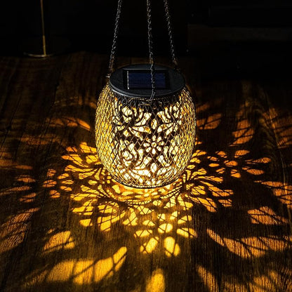 Solar Lanterns Outdoor Waterproof, 4 Pack Hanging Solar Lights Outside Garden Decor, Gifts for Women Mom Grandma Metal Decorative Lantern for Patio Yard Porch Balcony Backyard Lawn(4.6x4.6inch)