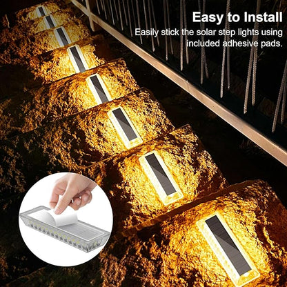 Lacasa Solar Deck Lights 4 Pack, Driveway Dock LED Light Solar Powered Outdoor Waterproof Road Markers for Step Sidewalk Stair Garden Ground Pathway Yard,Warm White