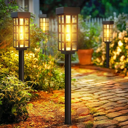 PASAMIC 24" Solar Pathway Lights Outdoor, 8 Pack Bright Garden Light with Auto On/Off, IP65 Solar Lights Outdoor Waterproof, Garden Landscape Lighting for Yard, Patio, Walkway, Driveway
