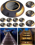 12-Pack Black Solar Deck Lights, Outdoor LED