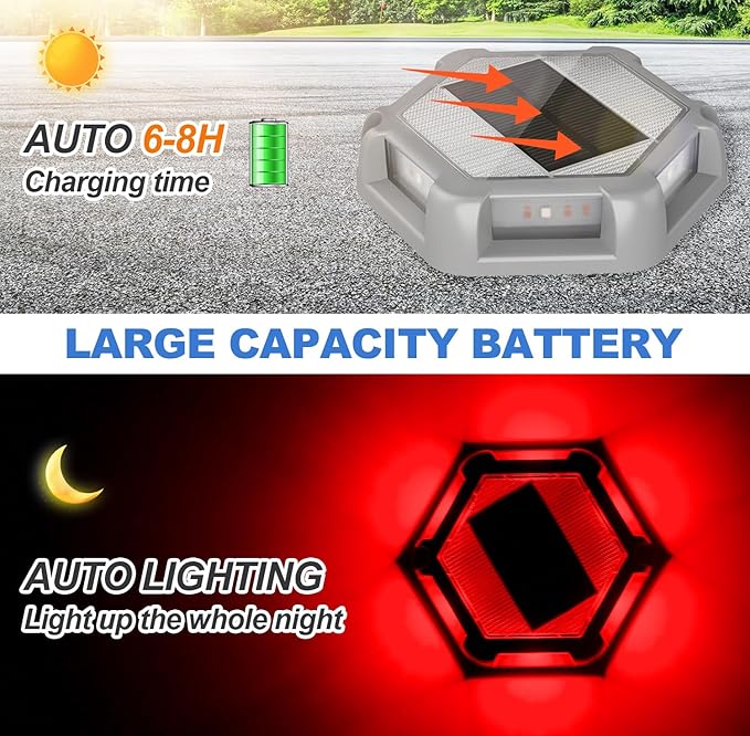 12-Pack Red Solar Deck Lights, Outdoor LED