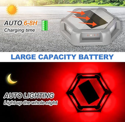 Solar Dock Lights Driveway Deck Lights - 12 Packs Waterproof Outdoor LED Aluminum Dock Lighting Warning Step Light for Driveway Sidewalk Garden Pathway Yard (Red)