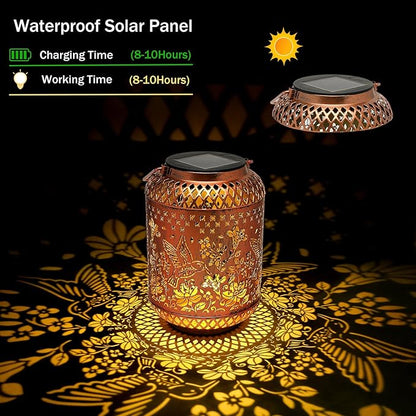 Elegant Hummingbird Solar Lanterns for Garden Birthday Gift for Women Mom Grandma Chindren Metal Outdoor Hanging Lights Waterproof Solar Powered Decor for Yard Patio Pathway
